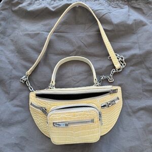 Alexander Wang “Attica” Mini Cream Yellow Croc-Embossed Convertible Shoulder Bag